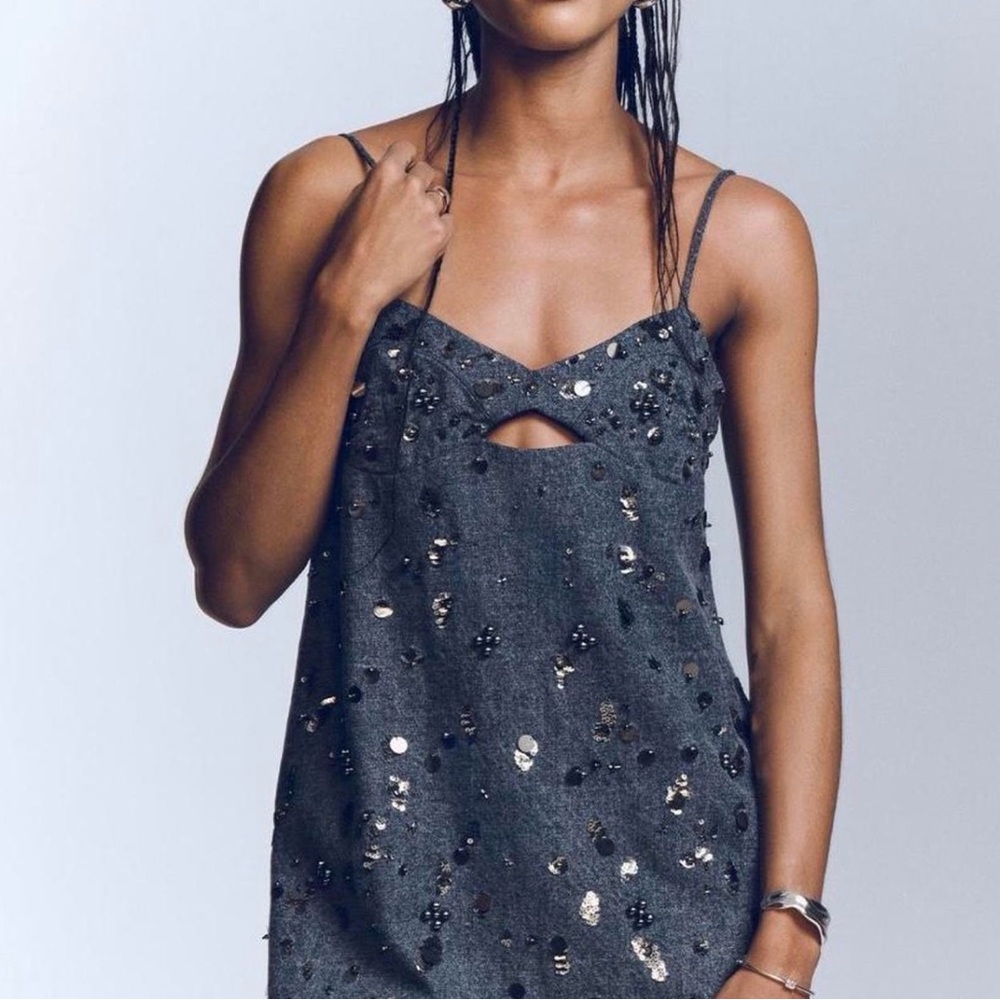 Embellished cutout mini Slip Dress